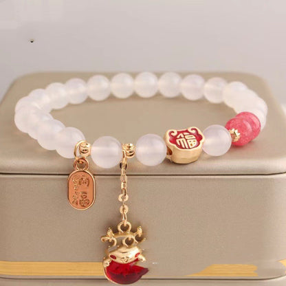 New Jade Crystal Bracelet Ethnic Style Fuzi Pendant