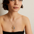 Celestial Harmony sun and moon necklace set worn together