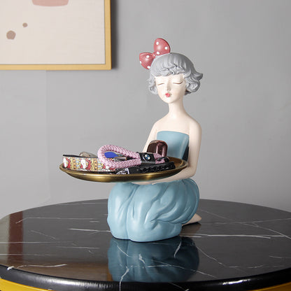 Bow Girl Resin Catchall Tray - Nordic Style Entryway Organizer