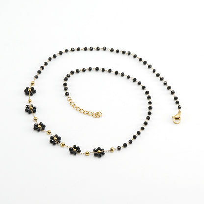 Color Crystal Flowers Stainless Steel Bracelet