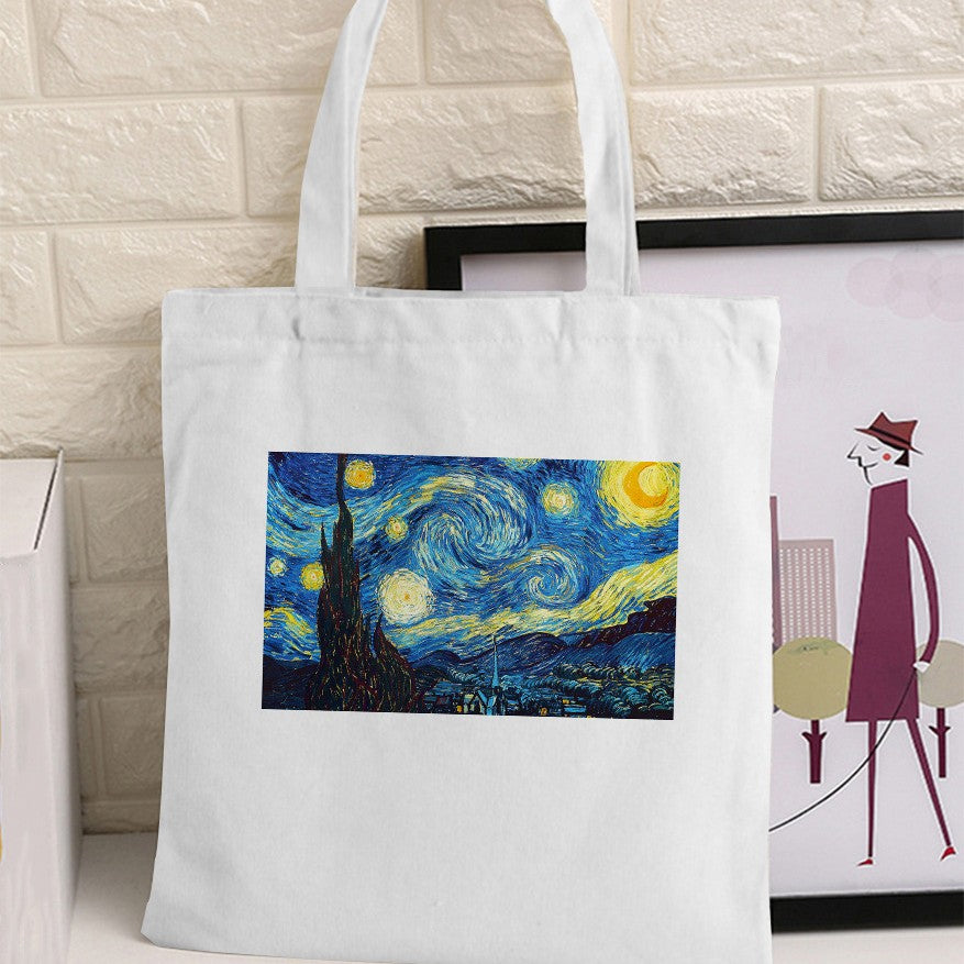 Van Gogh Art Print Canvas Tote Bag - Vintage Shopping Handbag
