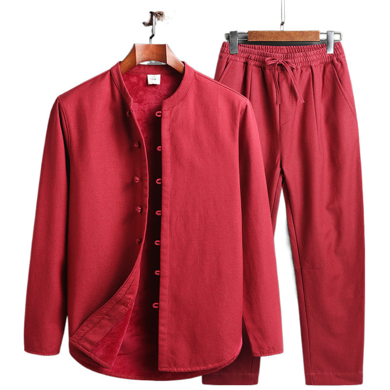 Tang Suit Set - Traditional Chinese Stand Collar Cotton Linen Coat