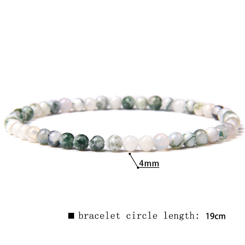 Elastic Beaded 4mm Natural Stone Beads Bracelet