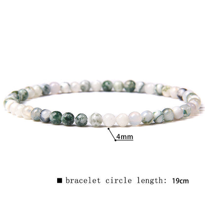 Elastic Beaded 4mm Natural Stone Beads Bracelet