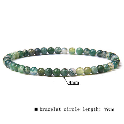 Elastic Beaded 4mm Natural Stone Beads Bracelet