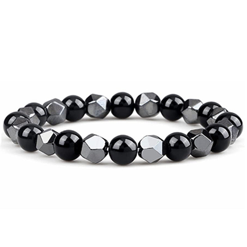 Hematite Tiger Eye Bracelet - Natural Stone Woven Beaded Jewelry