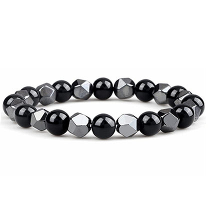 Hematite Tiger Eye Bracelet - Natural Stone Woven Beaded Jewelry