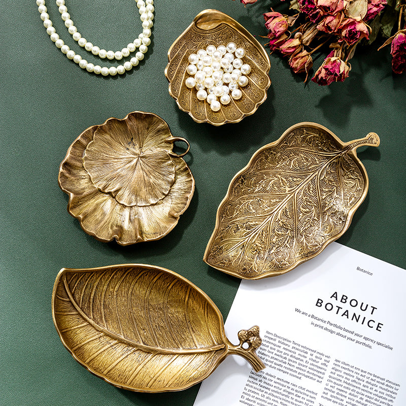 Brass Metal Serving Tray - European Style Catchall for Keys & Jewelry