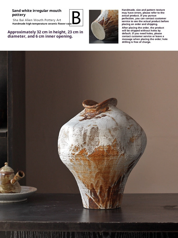 Retro Flow Glaze Special-shaped Silent Style Pottery Pot Creative Ornaments