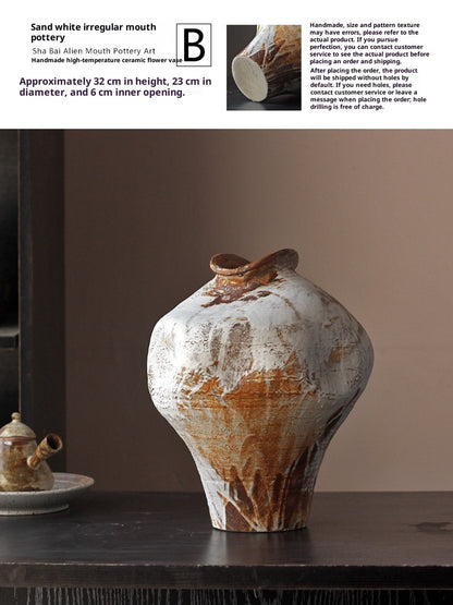 Retro Flow Glaze Special-shaped Silent Style Pottery Pot Creative Ornaments