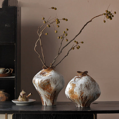 Retro Flow Glaze Special-shaped Silent Style Pottery Pot Creative Ornaments