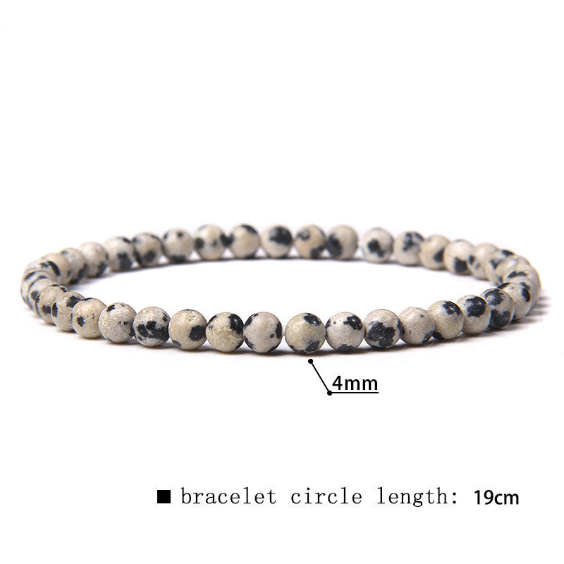 Elastic Beaded 4mm Natural Stone Beads Bracelet