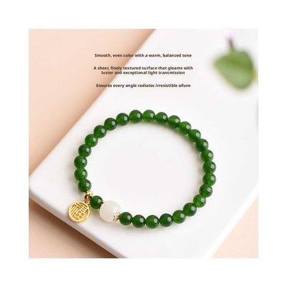 6mm Jade Bead Bracelet - Ethnic Style Woven Jasper Jewelry Unisex