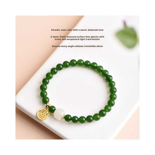 6mm Jade Bead Bracelet - Ethnic Style Woven Jasper Jewelry Unisex