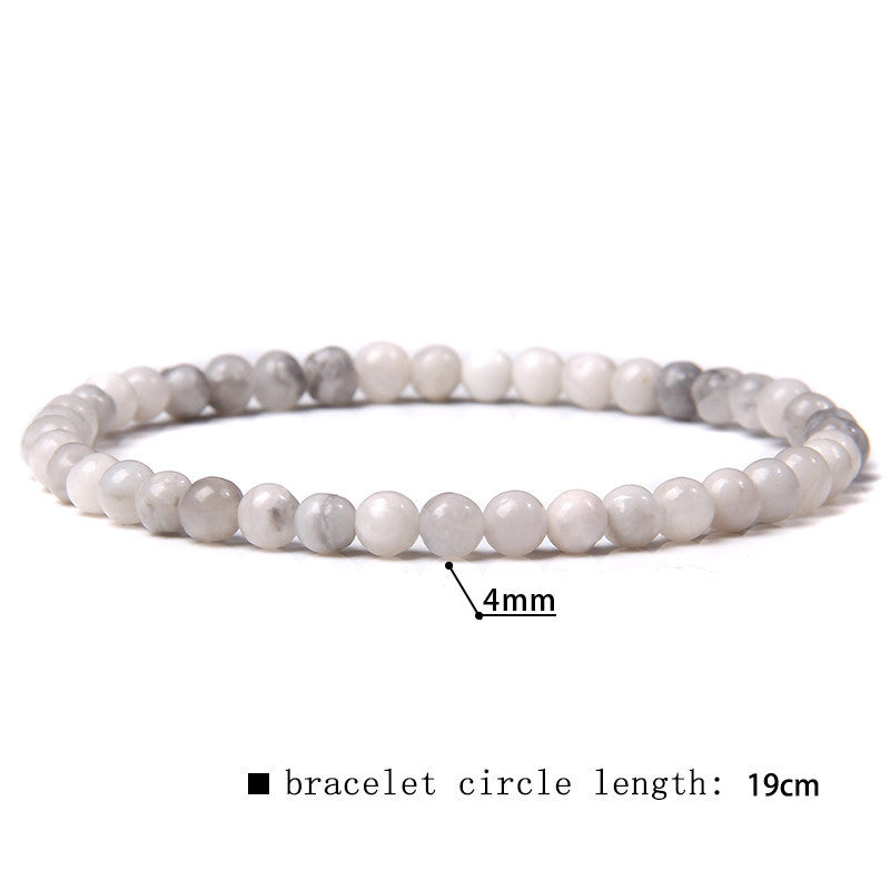 Elastic Beaded 4mm Natural Stone Beads Bracelet
