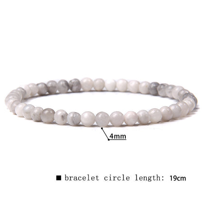 Elastic Beaded 4mm Natural Stone Beads Bracelet