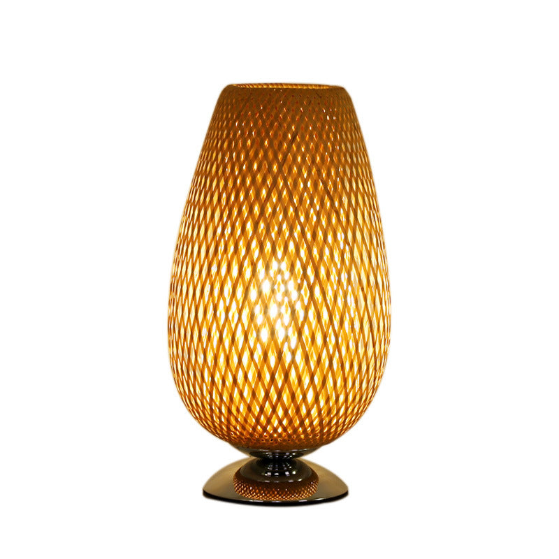 Bamboo Woven Table Lamp - Minimalist Asian Style Desk Light