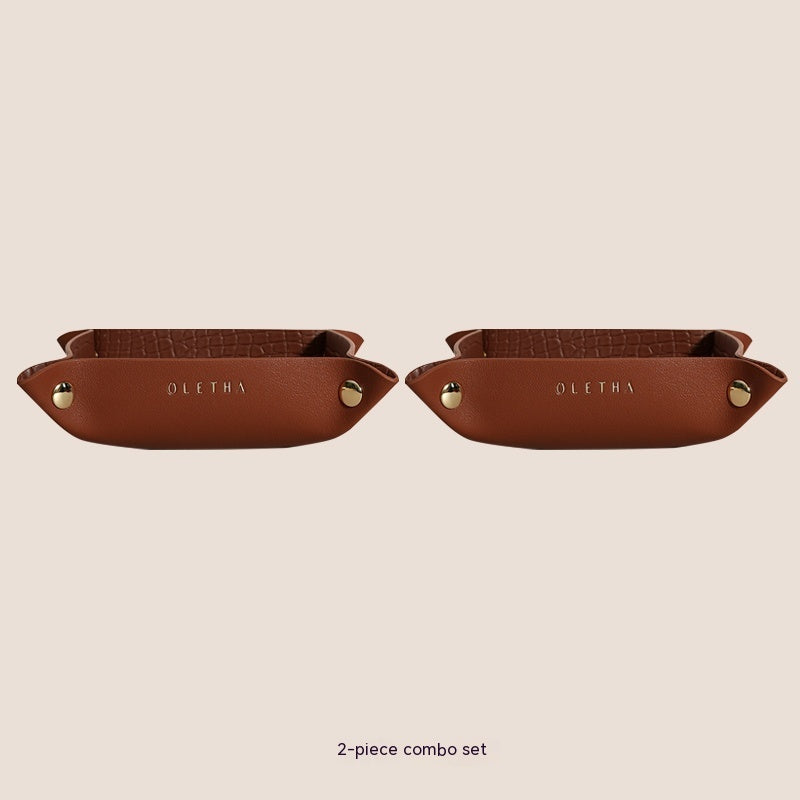 Woven Leather Catchall Tray - Nordic Style Jewelry & Key Organizer