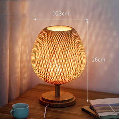 Bamboo Woven Table Lamp - Japanese Zen Style Bedside Light