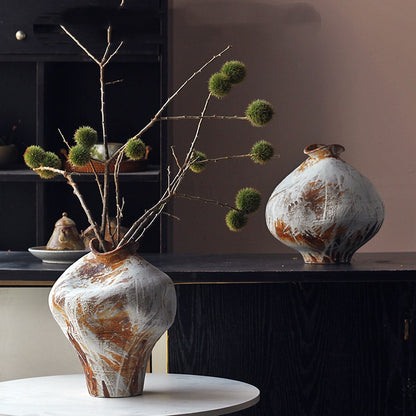 Retro Flow Glaze Special-shaped Silent Style Pottery Pot Creative Ornaments
