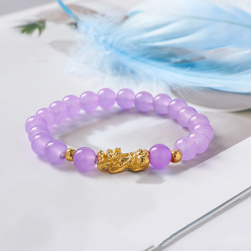 Pixiu Glass Bead Bracelet - Colorful Lucky Charm Feng Shui Jewelry
