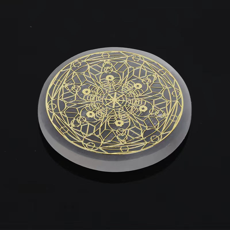Handmade Plaster Coaster - Carved Gypsum Drink Coaster 6cm