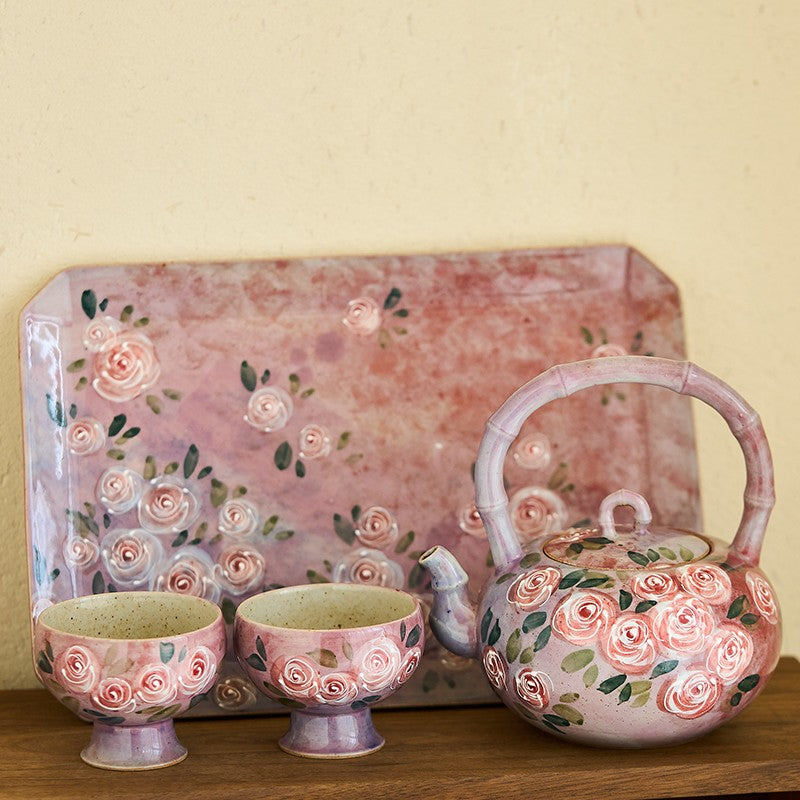 Hand-painted Rose Chinese Underglaze Porcelain Vase