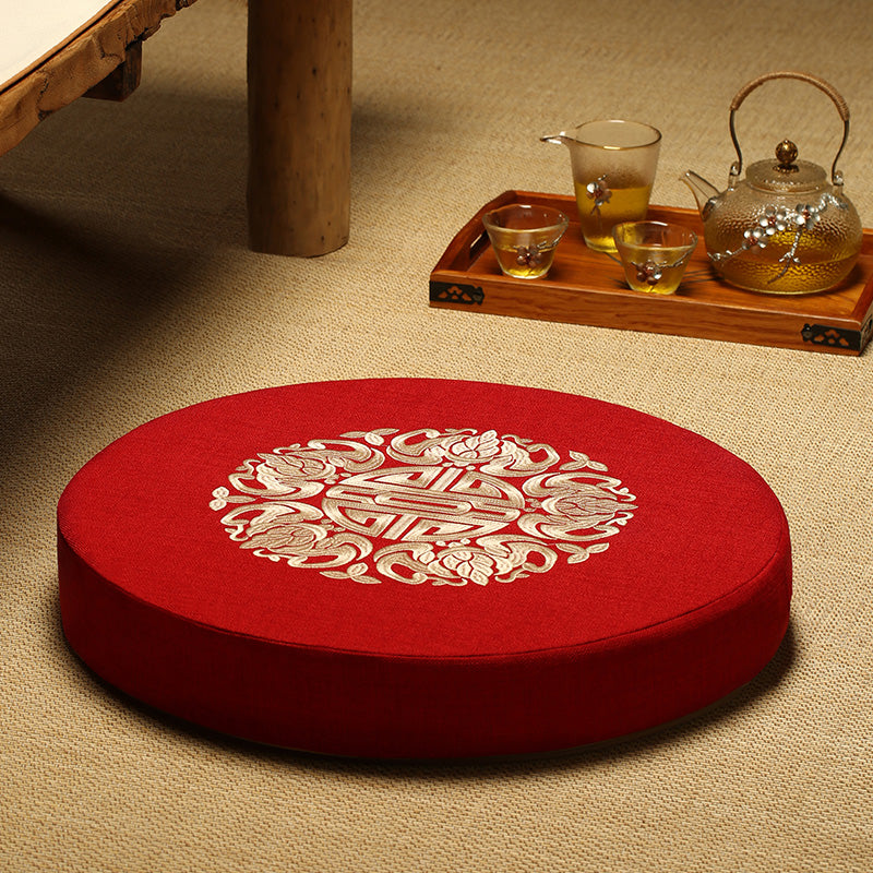 Round Cotton Linen Floor Cushion - Meditation Seat for Yoga & Window Seats