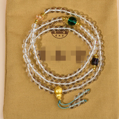 White Crystal 108 Rosary Bracelet Necklace