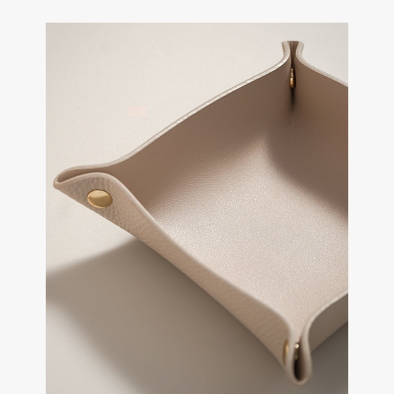 Woven Leather Catchall Tray - Nordic Style Jewelry & Key Organizer