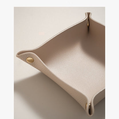 Woven Leather Catchall Tray - Nordic Style Jewelry & Key Organizer