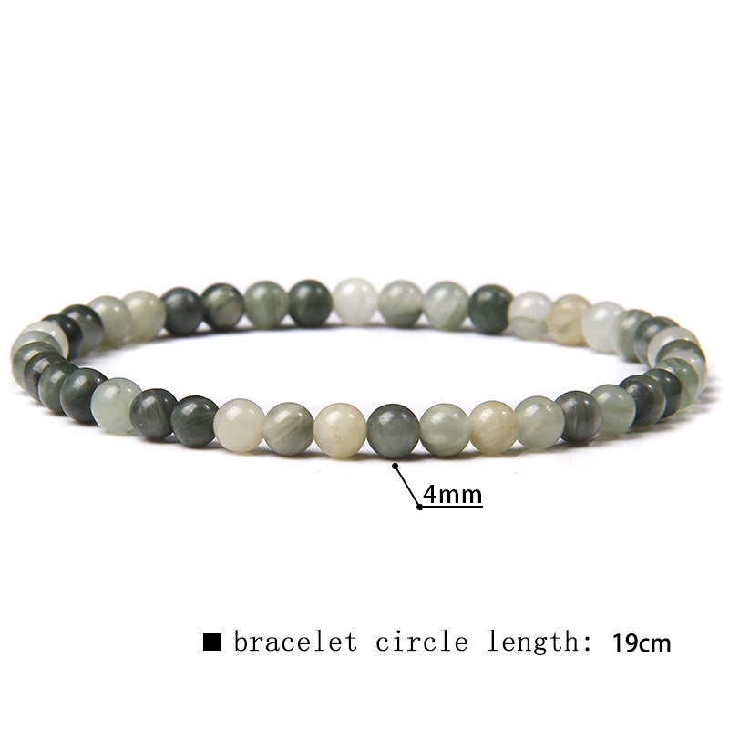 Elastic Beaded 4mm Natural Stone Beads Bracelet