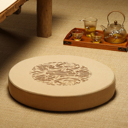 Round Cotton Linen Floor Cushion - Meditation Seat for Yoga & Window Seats