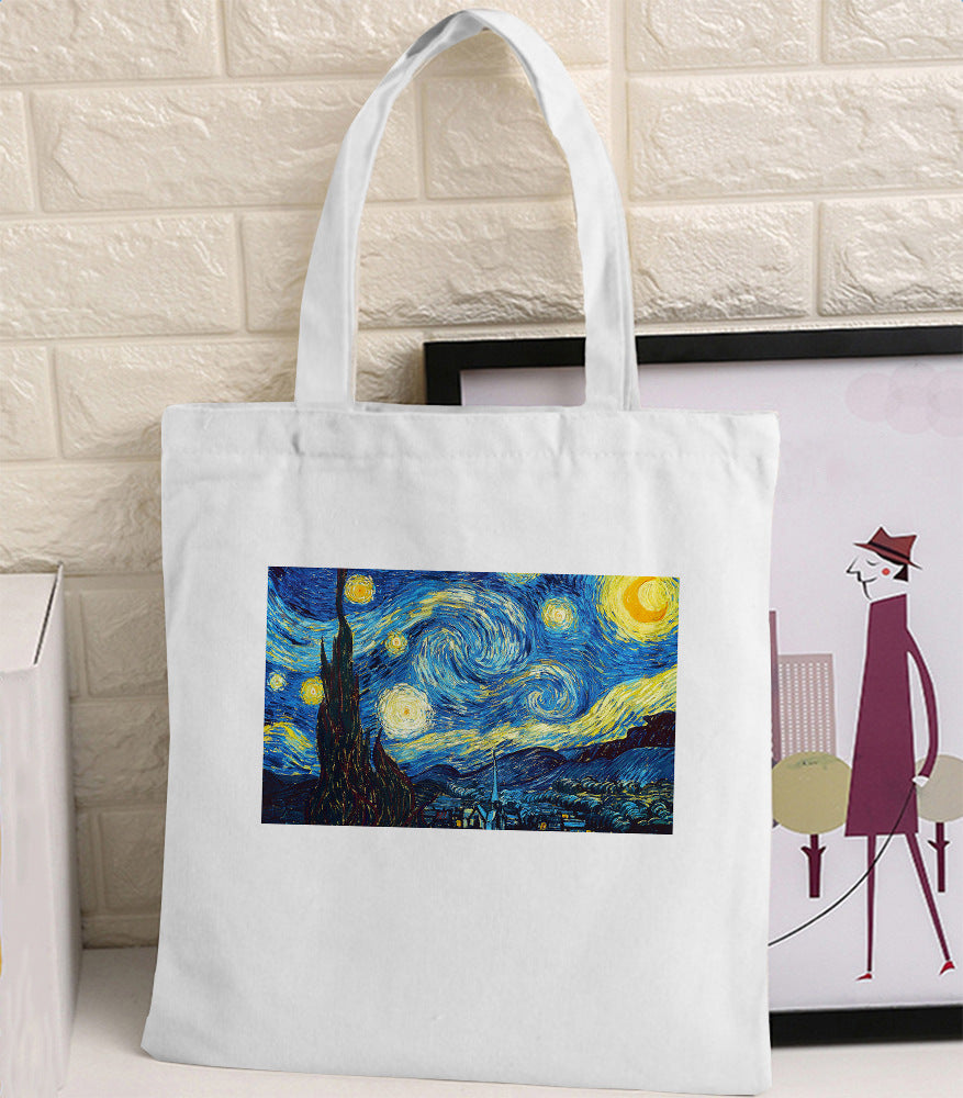 Van Gogh Art Print Canvas Tote Bag - Vintage Shopping Handbag