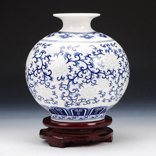 Blue and White Porcelain Vase - Chinese Ceramic Flower Vase for Home Decor