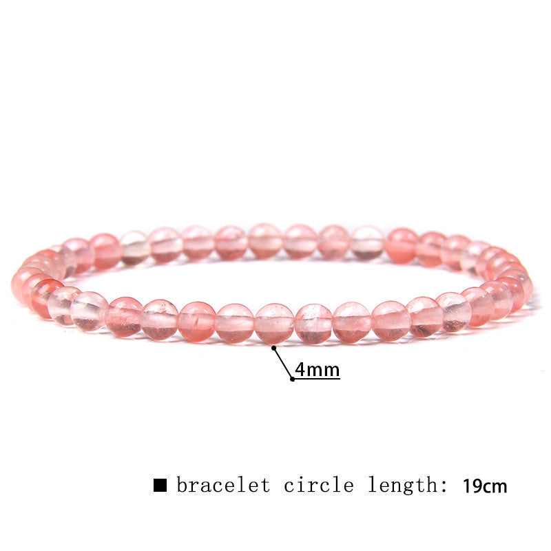 Elastic Beaded 4mm Natural Stone Beads Bracelet