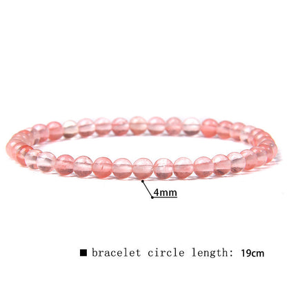 Elastic Beaded 4mm Natural Stone Beads Bracelet