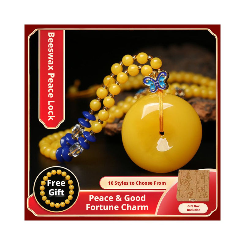 Honey Wax Amber Pendant Necklace - Chicken Oil Yellow Safety Buckle