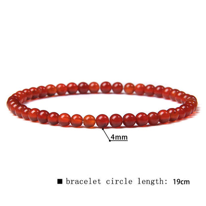 Elastic Beaded 4mm Natural Stone Beads Bracelet
