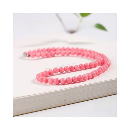 6mm Pink Crystal Rhodochrosite Necklace - Peach Blossom Stone Jewelry