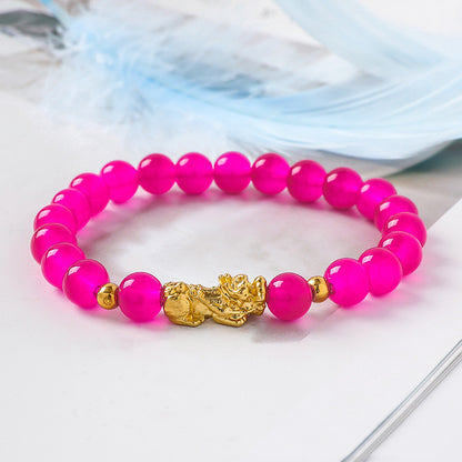 Pixiu Glass Bead Bracelet - Colorful Lucky Charm Feng Shui Jewelry
