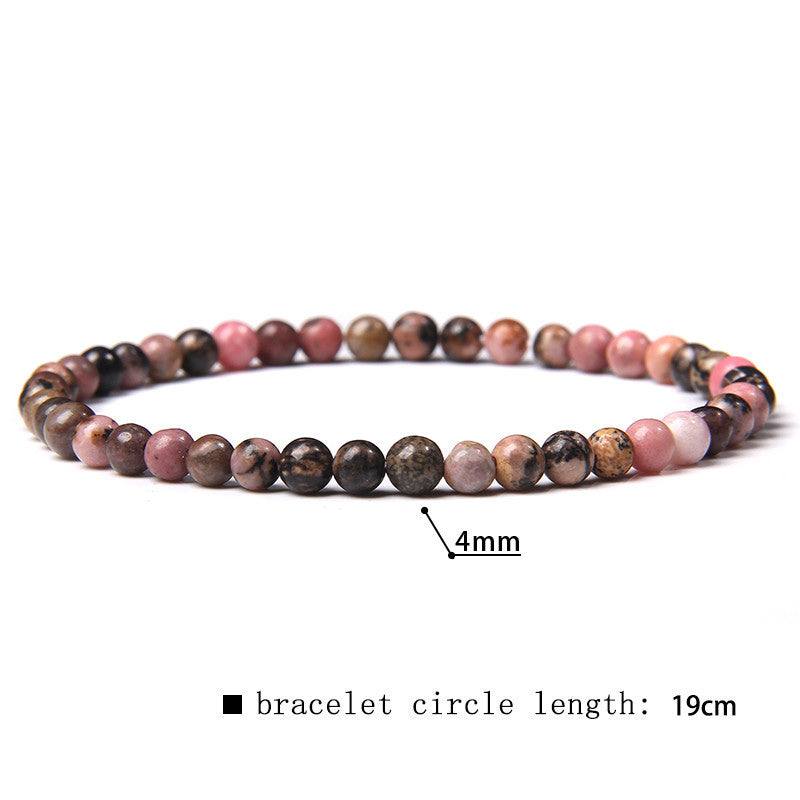 Elastic Beaded 4mm Natural Stone Beads Bracelet