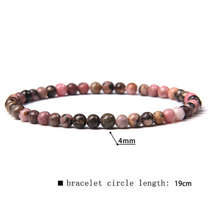 Elastic Beaded 4mm Natural Stone Beads Bracelet