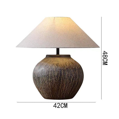 Large Ceramic Table Lamp - Modern Chinese Retro Style Decorative Light