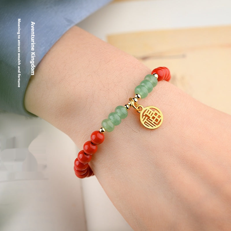 Cinnabar Raw Ore Transfer Beads Bracelet For Women