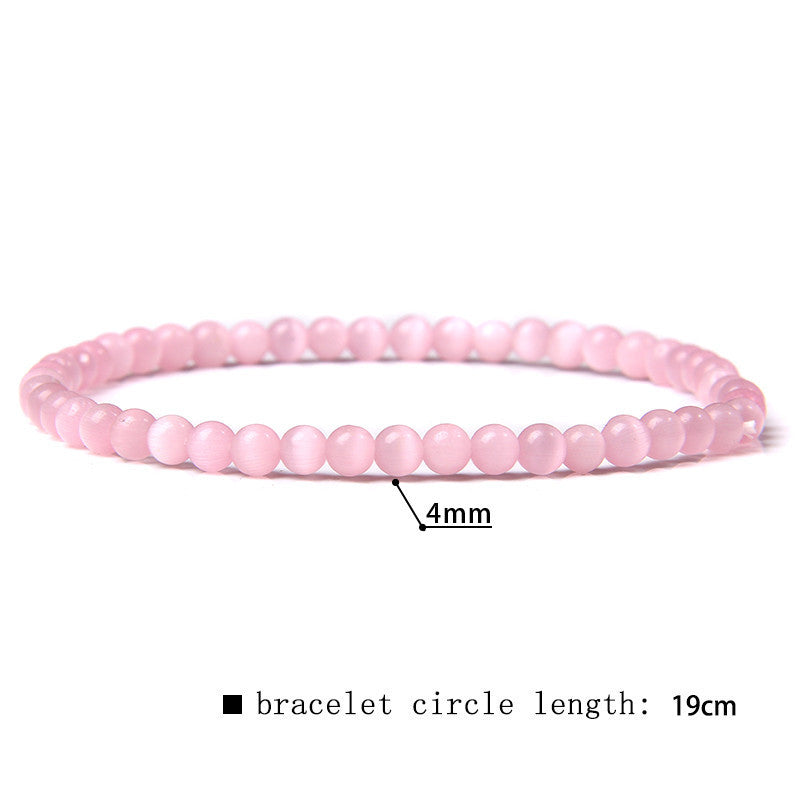 Elastic Beaded 4mm Natural Stone Beads Bracelet