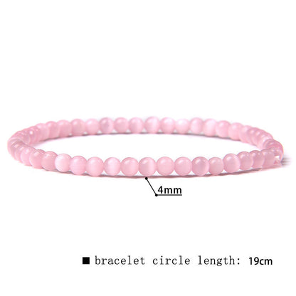 Elastic Beaded 4mm Natural Stone Beads Bracelet