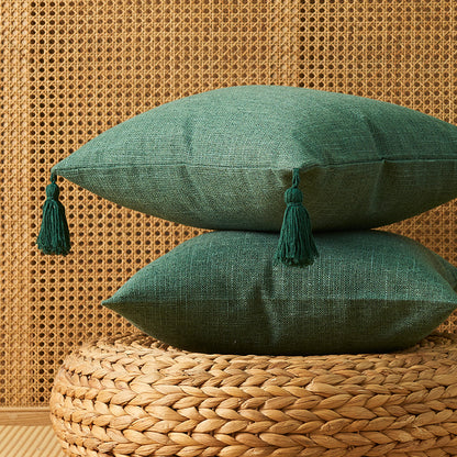 Cotton Linen Fringe Pillow Cover - Japanese Minimalist Cushion 45x45cm
