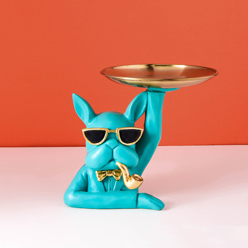 Bulldog Resin Catchall Tray - Decorative Storage for Keys & Jewelry