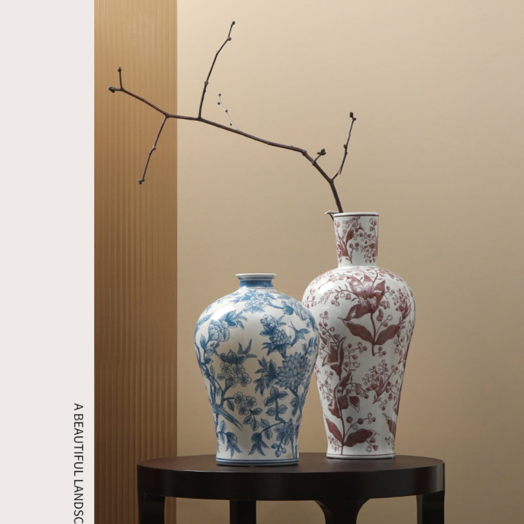 Ceramic Pottery Vase - Modern Chinese Flower Vase for Entryway & Living Room